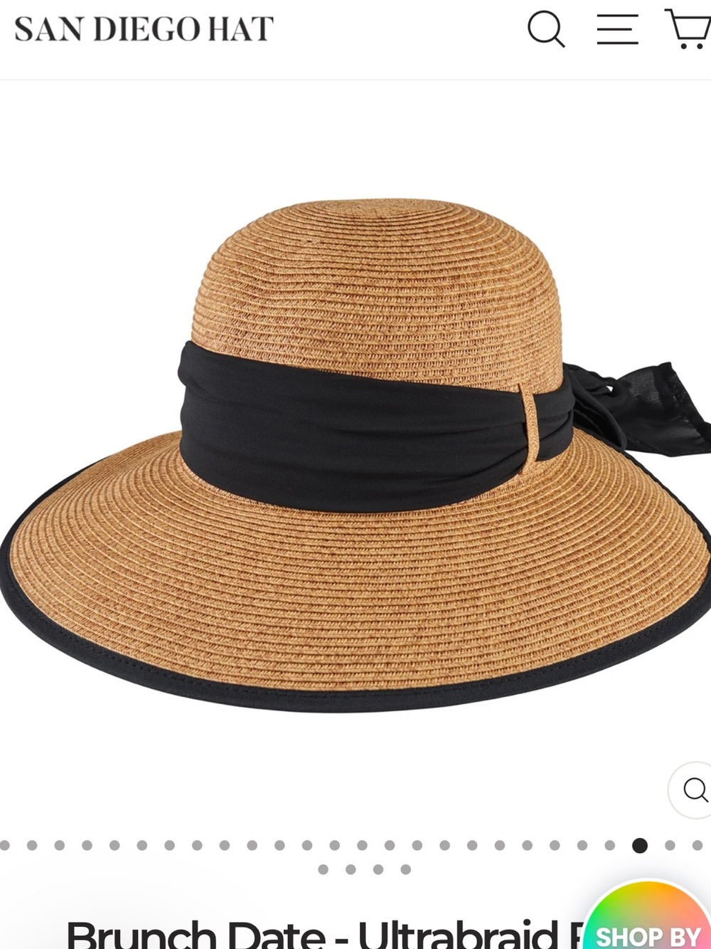 Brunch Date Straw Sun Hat with Black Chiffon Tie